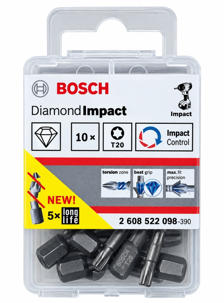 10x BOSCH Diamond Impact Torx Bit (T20 x 25mm)