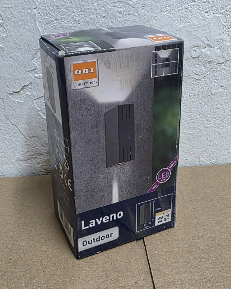 OBI Außenwandleuchte LED 'Laveno' Aluminium dunkelgrau (6,3 W, 400 lm, 3000 K, Lichteffekt)