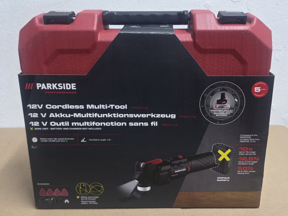 PARKSIDE PERFORMANCE 12 V Akku-Multifunktionswerkzeug 'PPMFWA 12 B2' (10.000–20.000 U/min, 3,6°) im 
