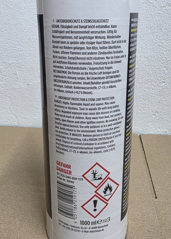 TECPO Unterbodenschutz schwarz überlackierbar (1 Liter)