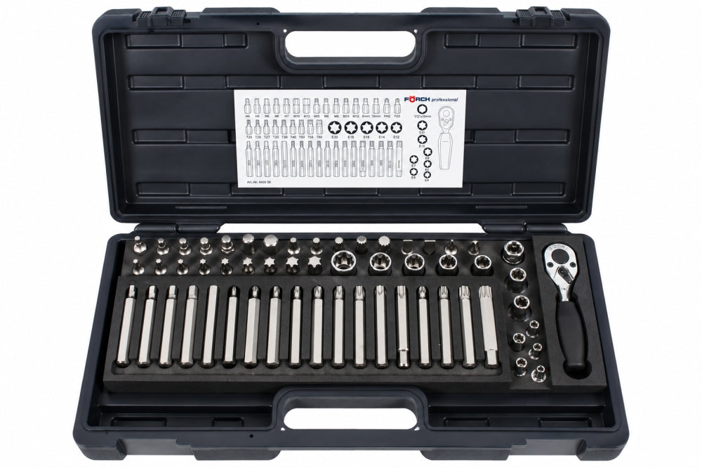 FÖRCH Bit-Steckschlüssel-Satz Profi (57-teilig, 10 mm-Schaft, VAROsoft-Systemeinlage) 443058