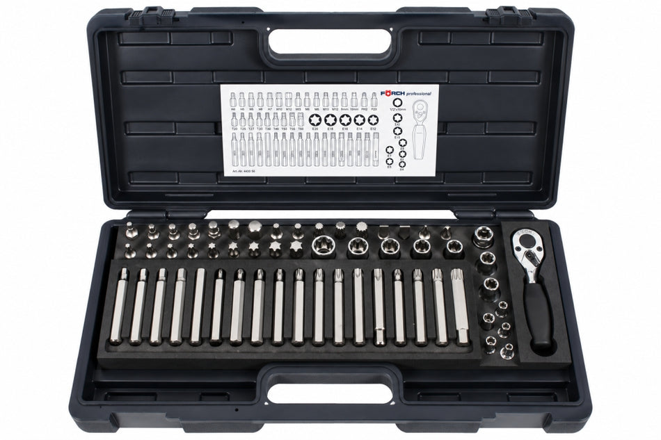 FÖRCH Bit-Steckschlüssel-Satz Profi (57-teilig, 10 mm-Schaft, VAROsoft-Systemeinlage) 443058