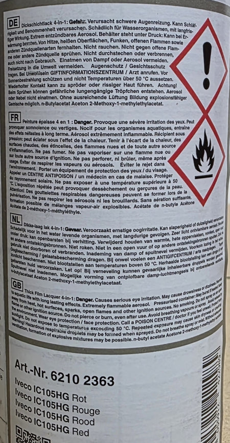 Sprüh-Dickschichtlack  Iveco Rot IC105HG (400ml) L226