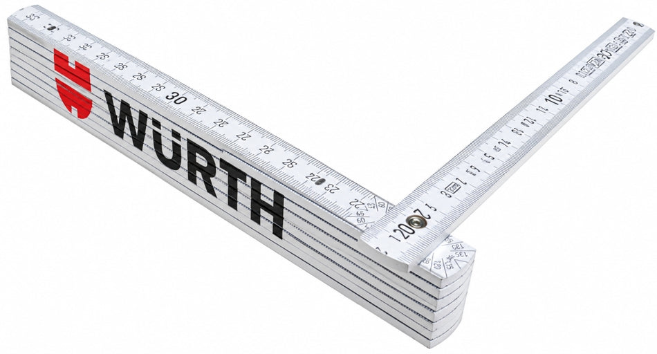 WÜRTH X BAUMA Zollstock Gliedermaßstab 2 m weiß (10-gliedrig, beidseitige Skala)