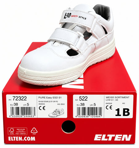 ELTEN Sicherheitssandale 'Pure Easy S1' WEIß (Gr. 38)