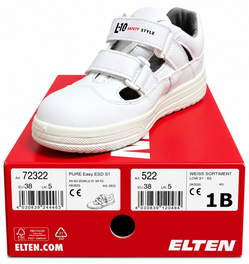 ELTEN Sicherheitssandale 'Pure Easy S1' WEIß (Gr. 38)