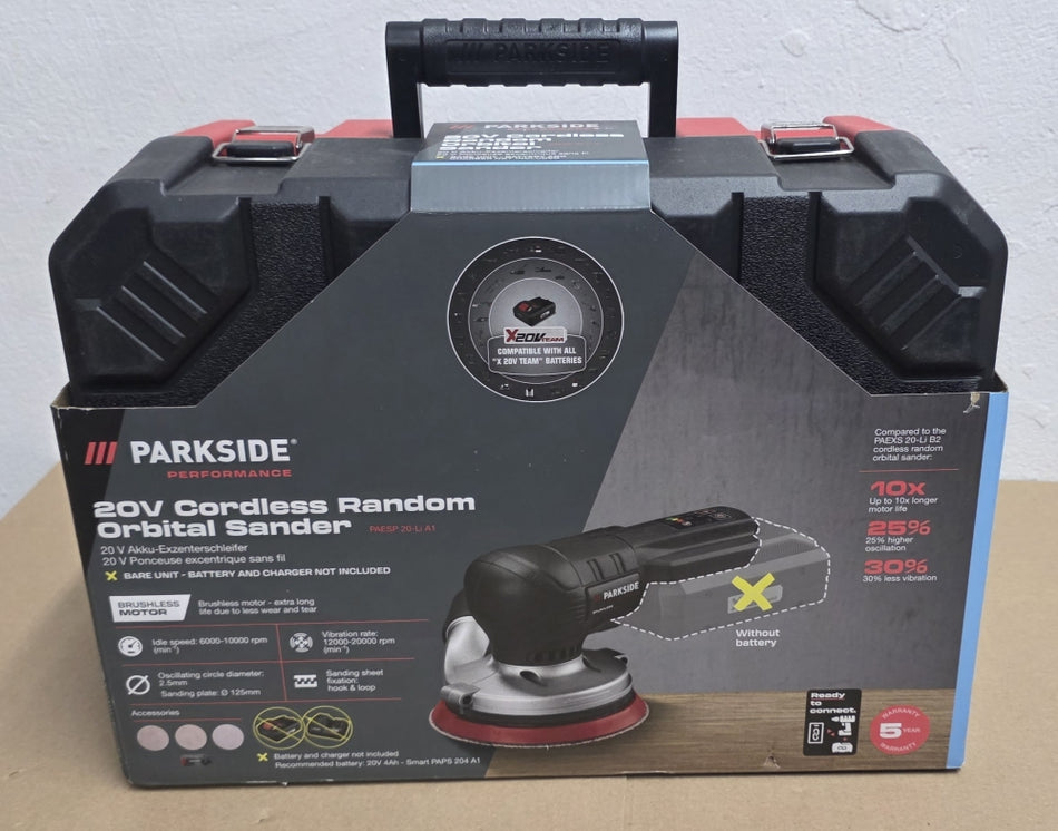 PARKSIDE PERFORMANCE 20V Akku-Exzenterschleifer 'PAESP 20-Li A1' (125 mm, Brushless, ohne Akku)