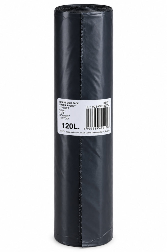 BEAST Müllsäcke extra robust (120L, 60my, LDPE, schwarz)