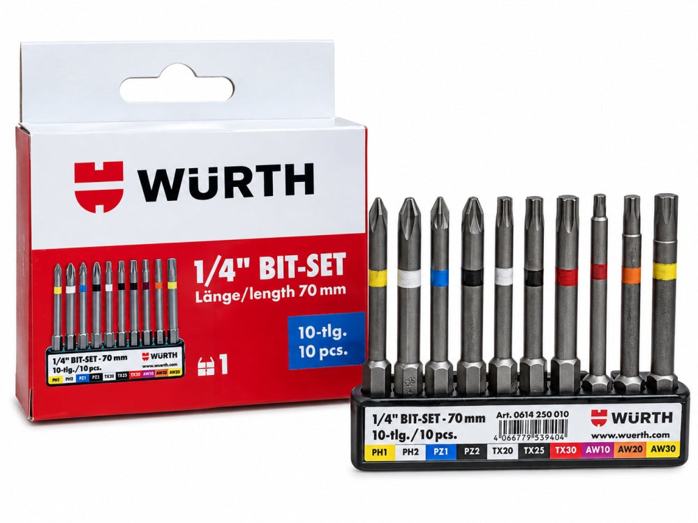 WÜRTH Bit-Satz 10-teilig extra lang 70mm (0614250010)