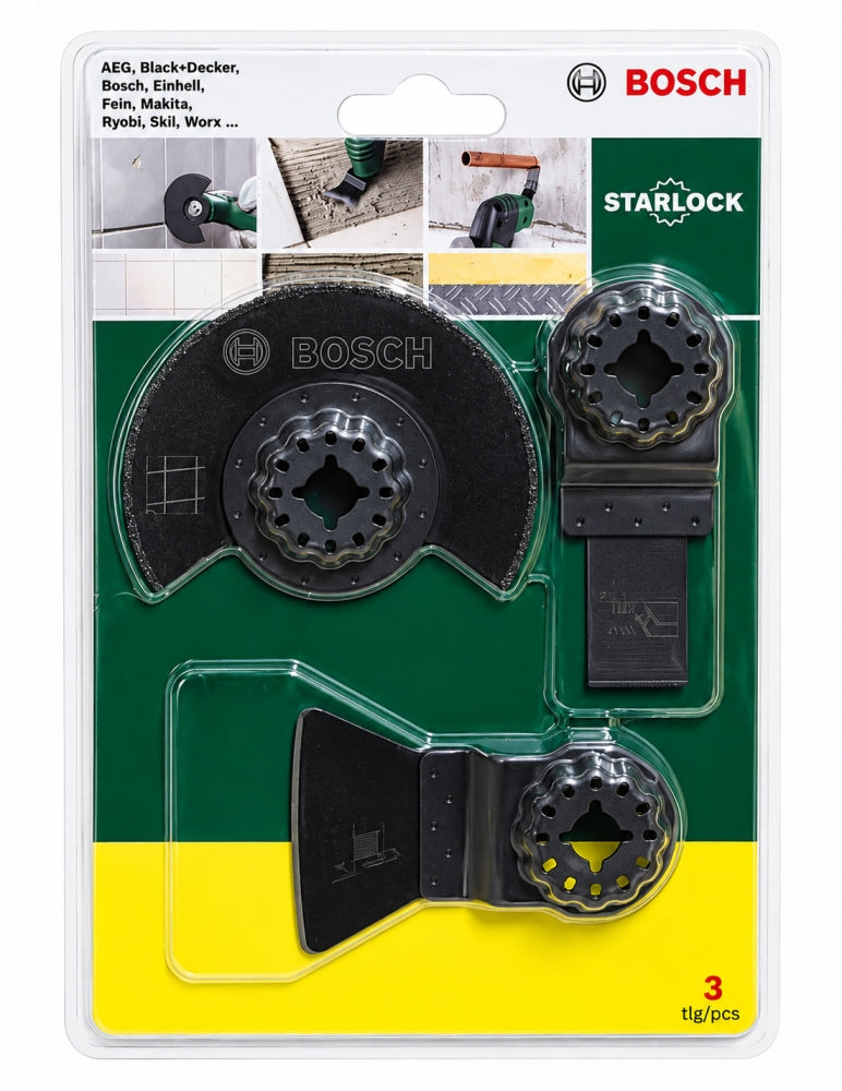 BOSCH Starlock Starter-Set 'Fliesen' (3-teilig, für Multifunktionsgeräte) 2607017324