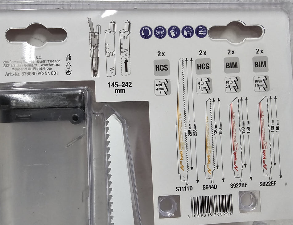 KWB Säbelsägeblätter Set (8-teilig + Box) für Holz & Metall