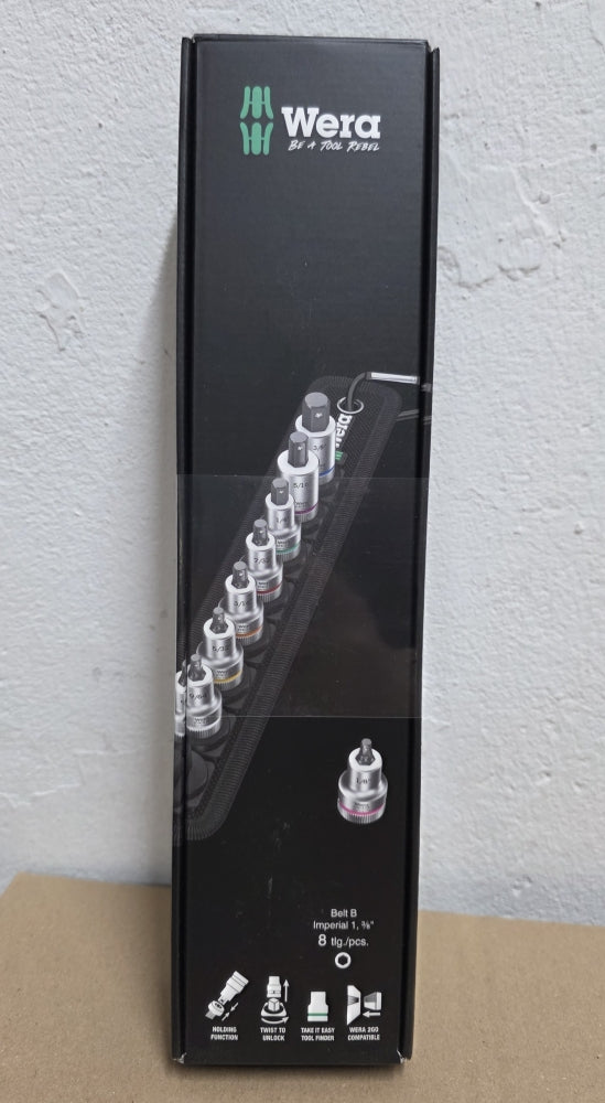 WERA HEX Steckschlüssel Satz zöllisch + Haltefunktion (3/8", 1/8-3/8", 8-teilig) Belt B Imperial 1