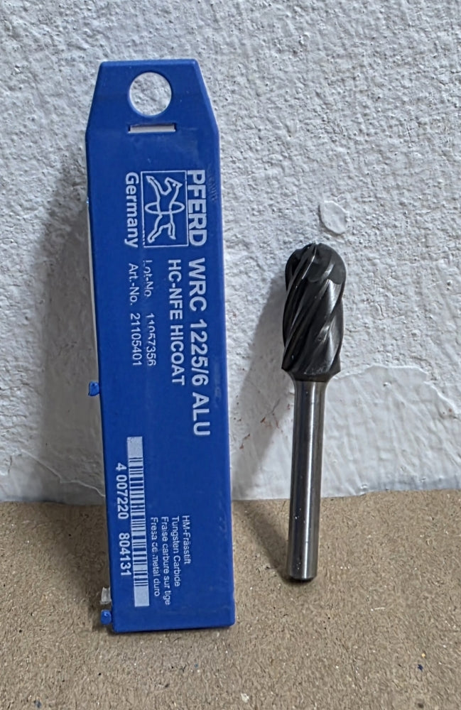 PFERD Hartmetall-Hochleistungsfrässtift ALU Walzenrund WRC (Ø 12x25mm, Schaft-Ø 6mm)
