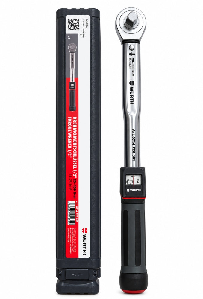 WÜRTH Drehmomentschlüssel 1/2" (20–100 Nm) mit Umschaltknarre 0714720101