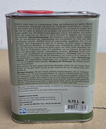 BONDEX Holzöl farblos (750ml für 10,5m²)