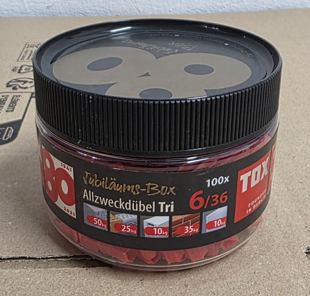 100x TOX Dübel 'Allzweckdübel TRI' (Ø 6 x 36mm)