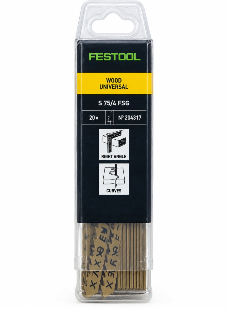 20x FESTOOL Stichsägeblätter 'WOOD UNIVERSAL S 75/4 FSG' für Holz (75 mm) 204317