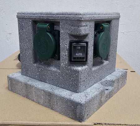 Außensteckdose in Steinoptik (4-fach) IP44 [zum auswählen]  / (Art) Würfel (4 Steckdosen)