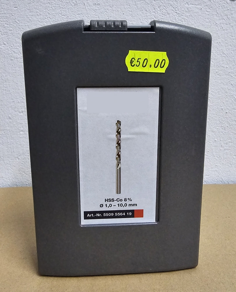 Spiralbohrer-Satz DIN 338 HSS-Co 8% geschliffen (19-teilig, Ø 1-10mm)