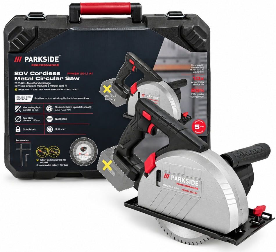 PARKSIDE 20V Akku-Metallhandkreissäge 'PPMSA 20-Li A1' Solo (ohne Akku) NEU