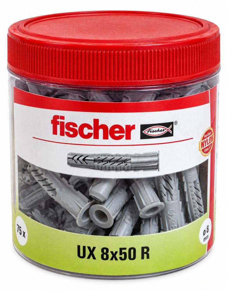 75x FISCHER Universaldübel 'UX 8 x 50 R' in Runddose