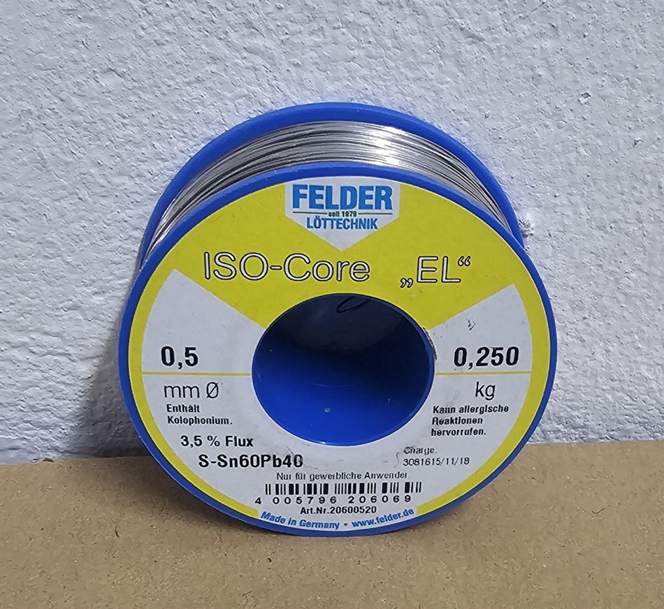 FELDER Lötdraht verbleit Sn60Pb40 'ISO-CORE EL' (Ø 0,5mm, 250g)