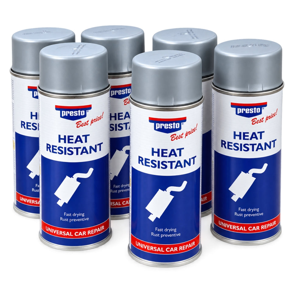 PRESTO Thermo-Silber Hitzebeständiger Sprühlack (800 °C, Silber) [Menge wählbar]  / (Art) 6 Dosen (6 x 400ml)