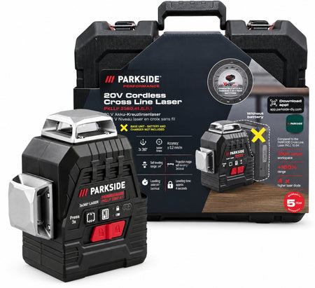 PARKSIDE PERFORMANCE 20 V Akku-Kreuzlinienlaser 'PKLLP 3360 A1' (3x 360°, grün, selbstnivellierend,