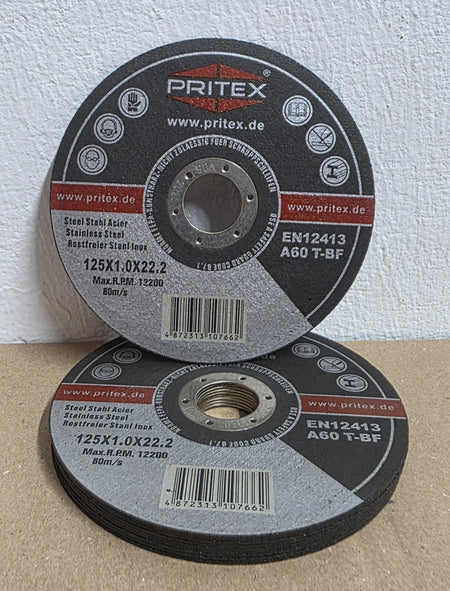 100x Metalltrennscheiben (Ø 125 x 1,0 mm)