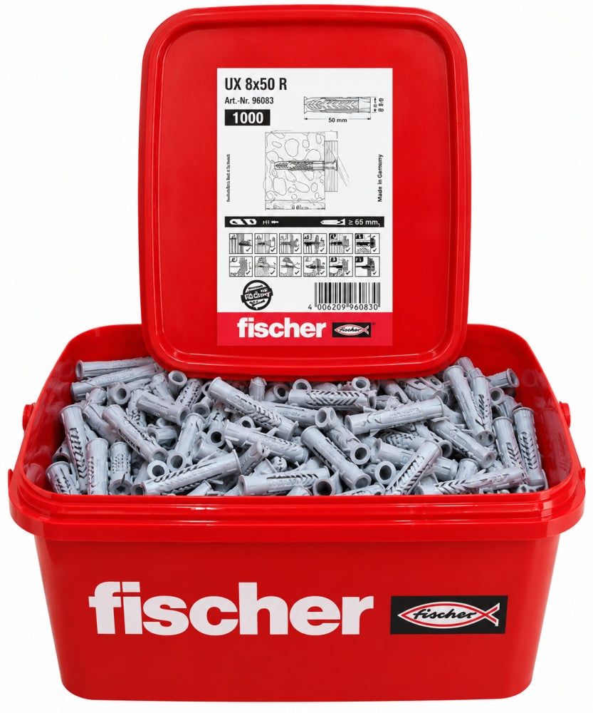 1000x FISCHER Universaldübel 'UX 8 x 50 R' im Eimer