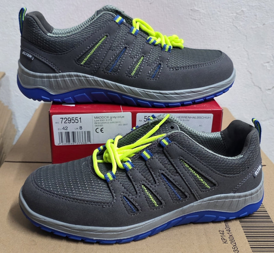 ELTEN Sicherheitsschuhe (Gr. 42) 'Maddox grey-blue Low ESD S1P'