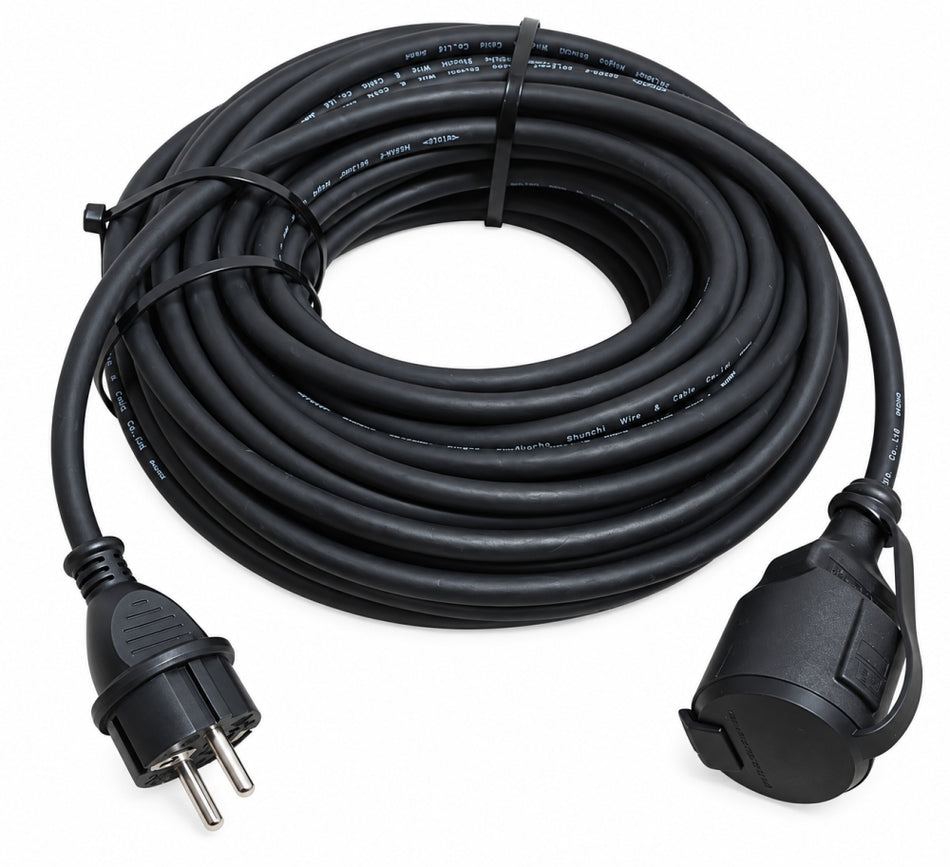 VIVANCO Outdoor-Verlängerungskabel 20M SCHWARZ (IP44, H05RR-F 3G1,5 mm²)