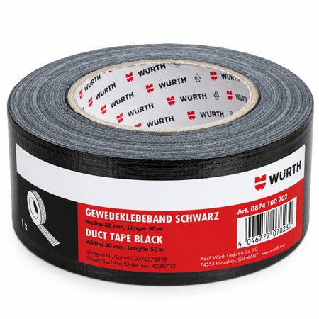 WÜRTH Gewebeklebeband 'Panzertape' (Schwarz, 50mm x 50m)