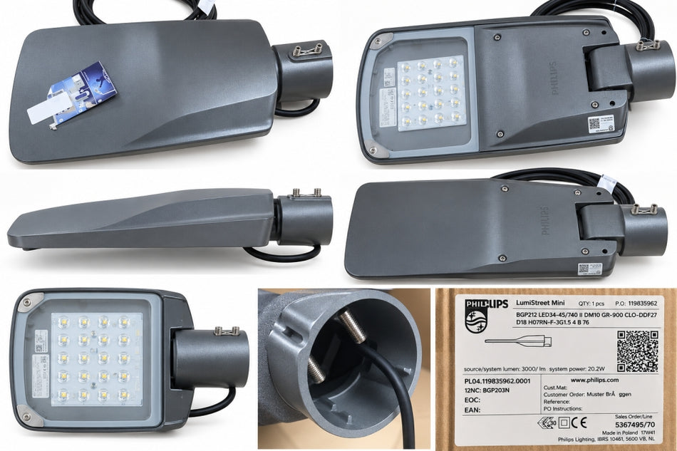 PHILIPS LED-Straßenleuchte 'LumiStreet Mini BGP212' (20,2 W, 4000 K, 3000 lm) Grau