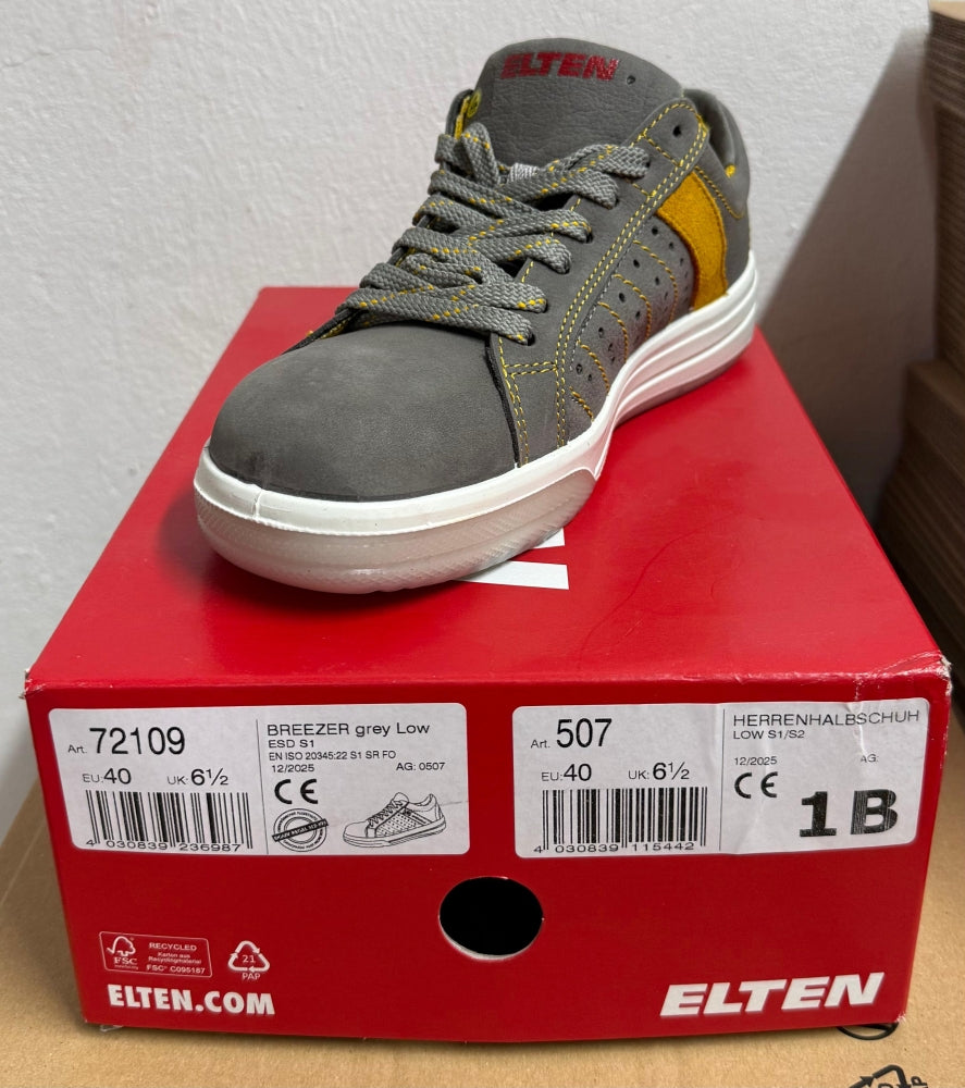 ELTEN Sicherheitsschuhe 'Breezer Grey Low ESD S1' (Gr. 40)