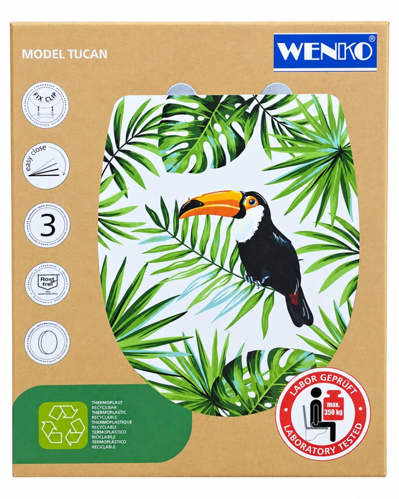 WENKO WC-Sitz Absenkautomatik (Motiv: Tucan) Toilettendeckel