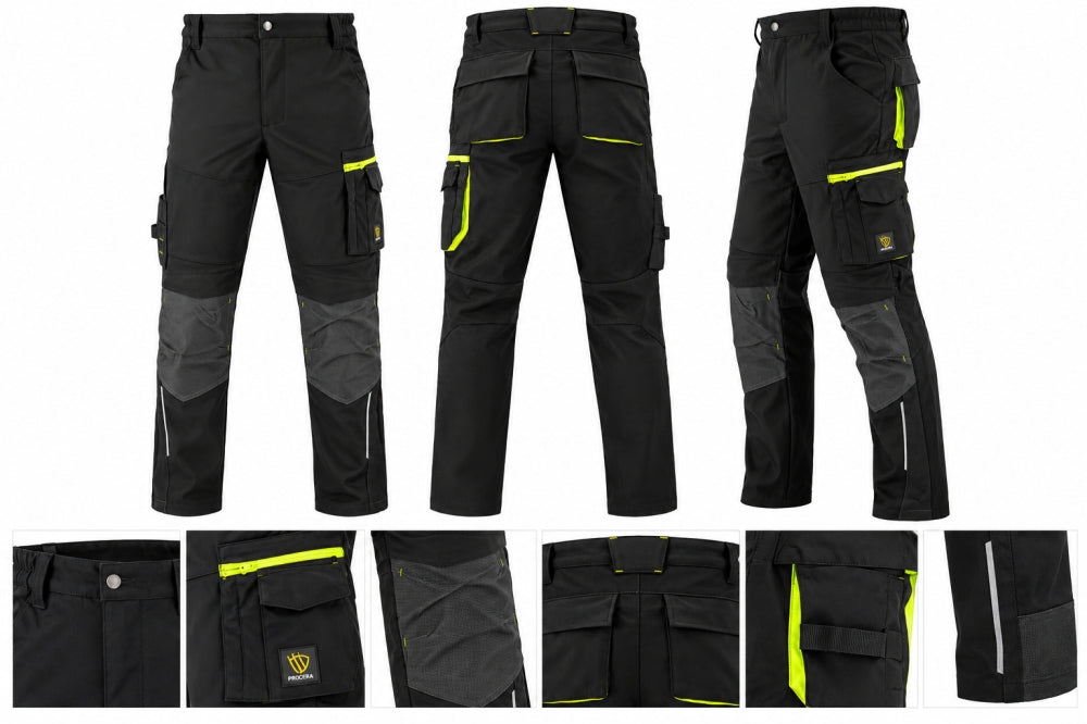 PROCERA Softshell-Arbeitshose 'POWERFLEX BLACK' 4-Way-Stretch [Gr. wählbar]
