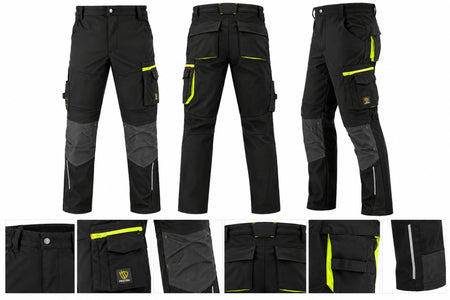 PROCERA Softshell-Arbeitshose 'POWERFLEX BLACK' 4-Way-Stretch [Gr. wählbar]