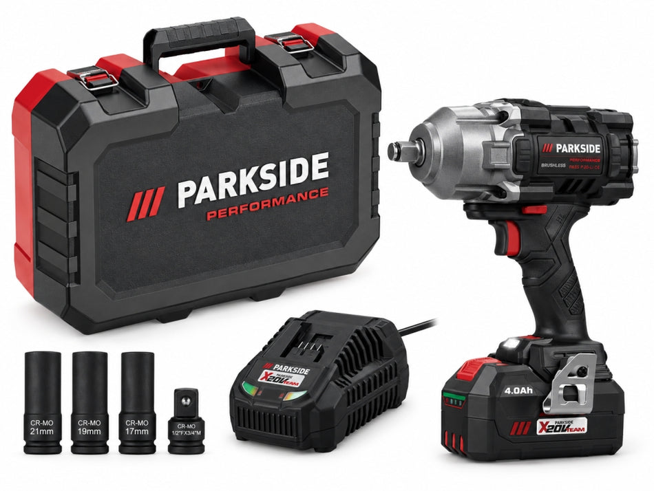 PARKSIDE PERFORMANCE Akku-Drehschlagschrauber PASSP 20-Li C4 (20 V, 4 Ah) 1.898Nm im Koffe