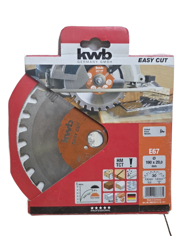 KWB Kreissägeblatt (Ø 190 x 20mm 30Z) 'Easy Cut' für Holz, Nägel, Alu & Buntmetalle
