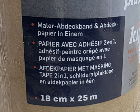 KIP Abdeckpapier mit Krepp-Klebeband 'plusline' (18cm x 25m)