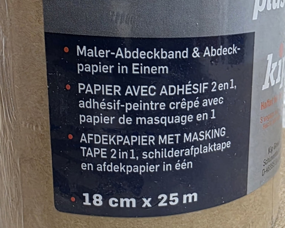 KIP Abdeckpapier mit Krepp-Klebeband 'plusline' (18cm x 25m)