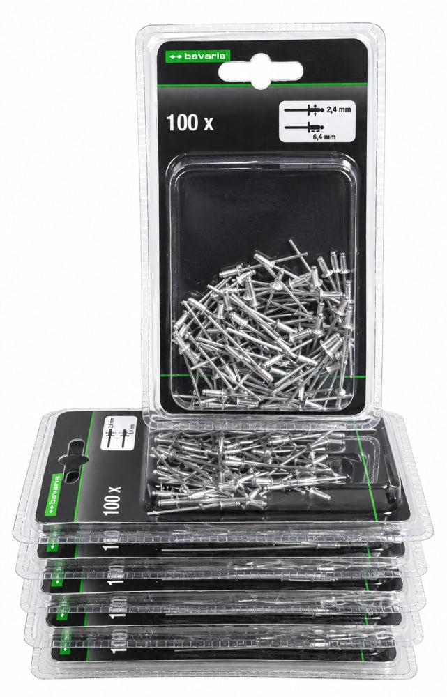 600x Blindnieten Aluminium (Ø 2,4 x 6,4mm)