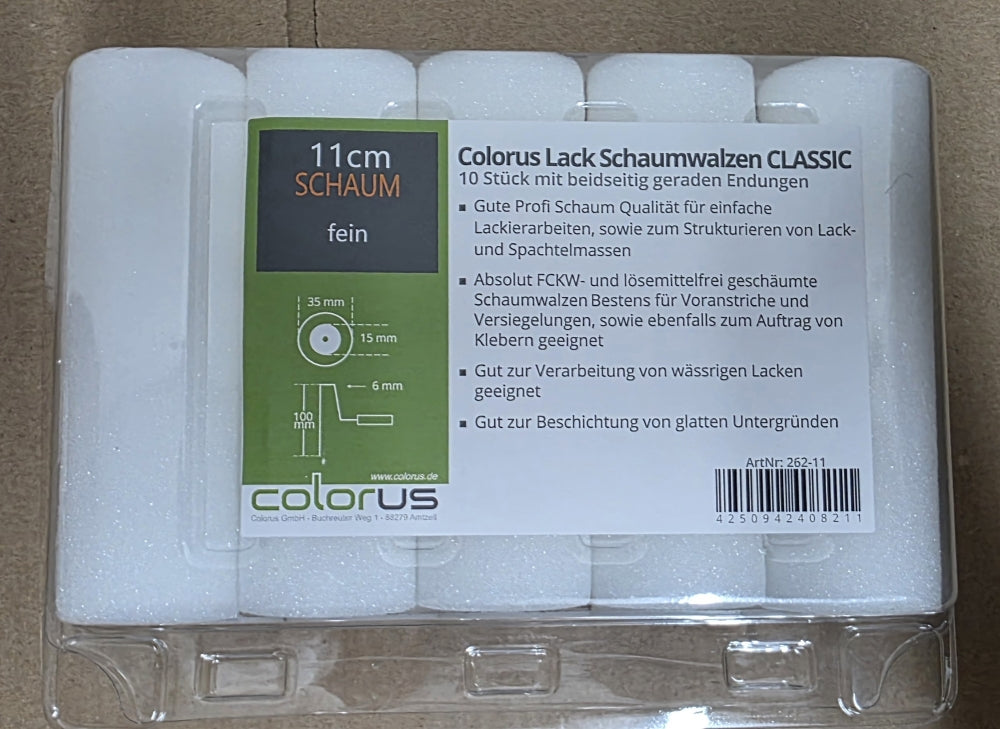 10x Schaum-Lackierwalzen 'Classic' (11cm x 35mm)