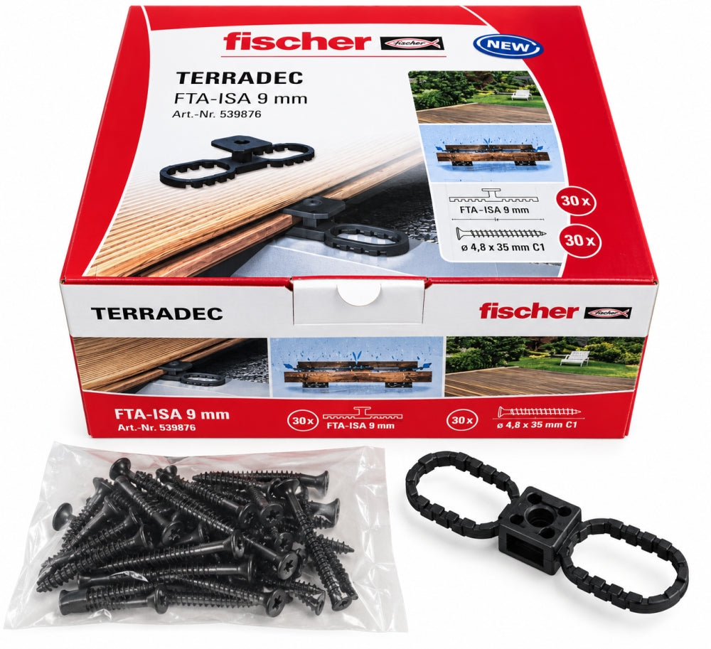 30x FISCHER Terassendielen Abstandshalter 'Terradec FTA-ISA 9mm' unsichtbar