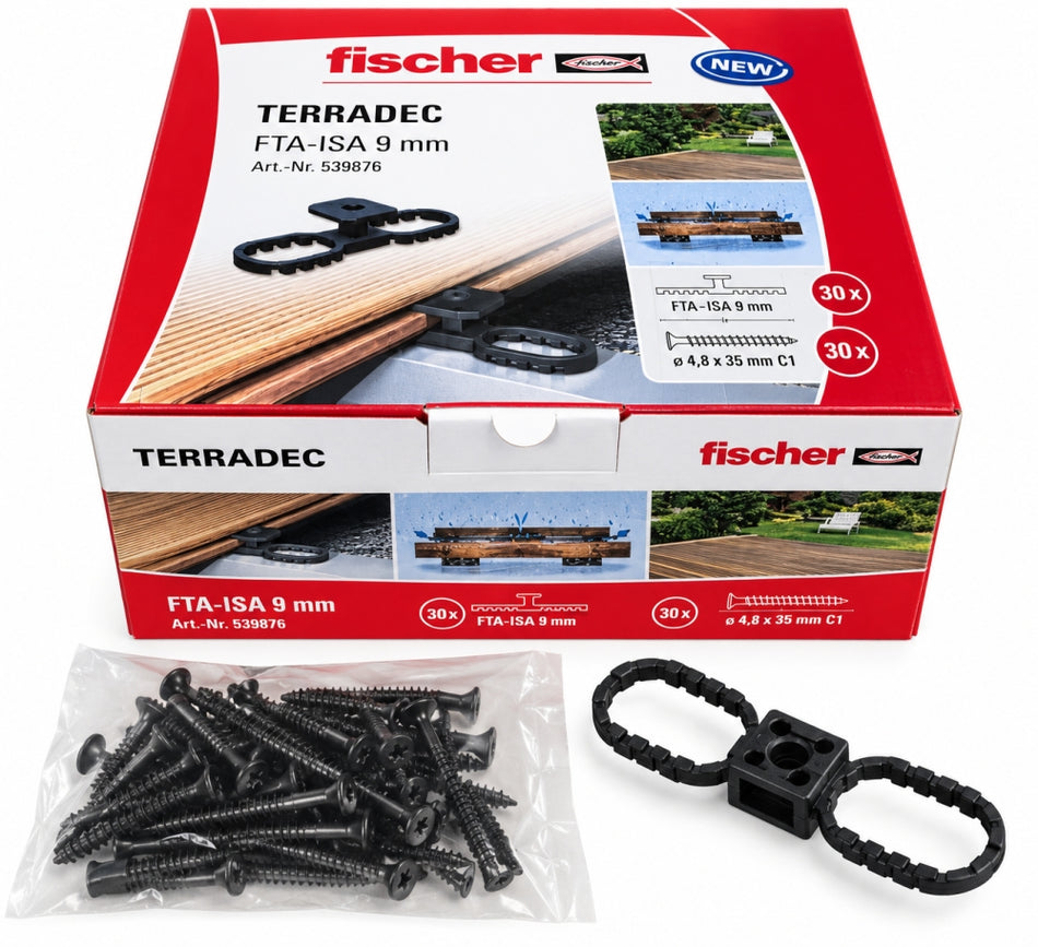30x FISCHER Terassendielen Abstandshalter 'Terradec FTA-ISA 9mm' unsichtbar