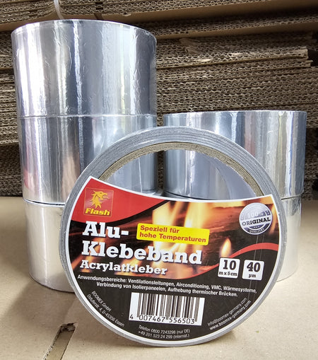 Aluminium-Klebeband (10m x 50mm, 40µm) hitzebeständig selbstklebend