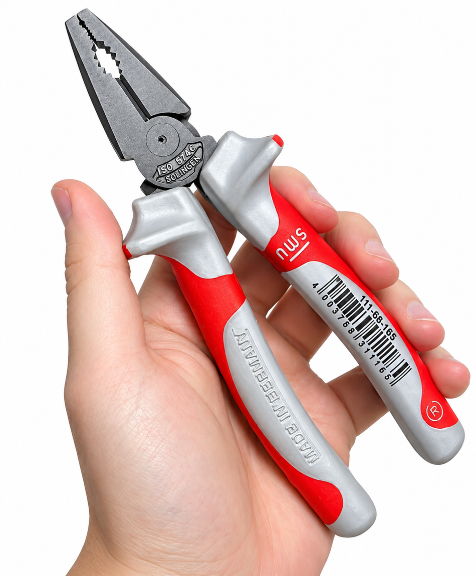 NWS Kombizange mit ergonomischen 2-Komponenten-Griffen (165 mm) 111-68-165