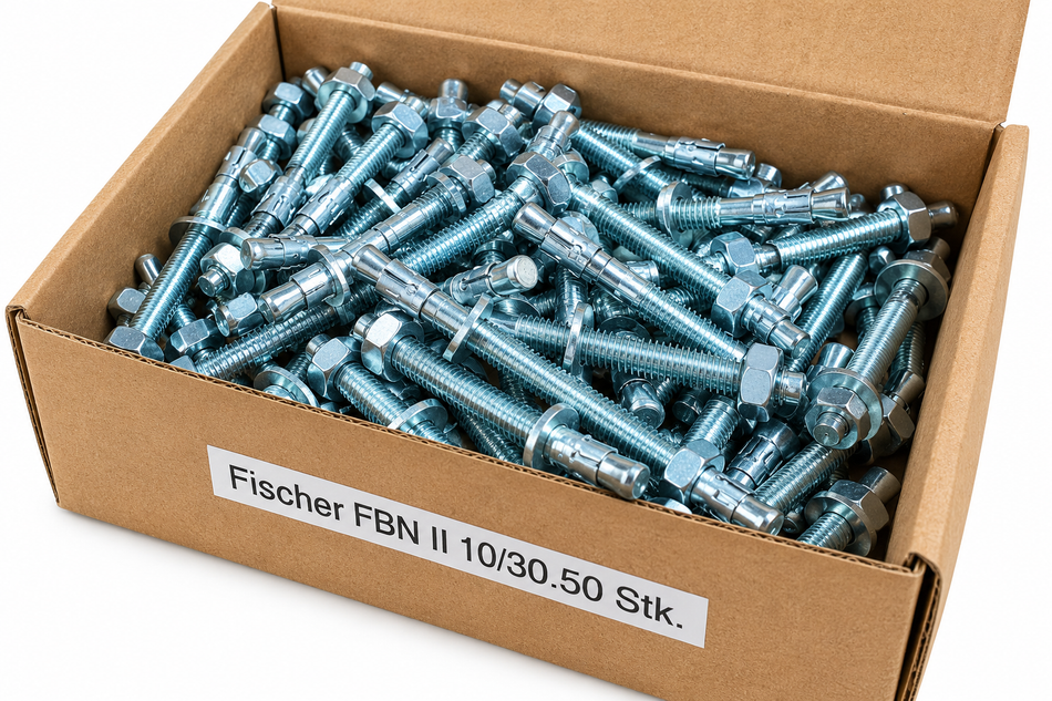50x FISCHER Bolzenanker 'FBN II 10/30' für Beton (M10, 30 mm Nutzlänge) 40854
