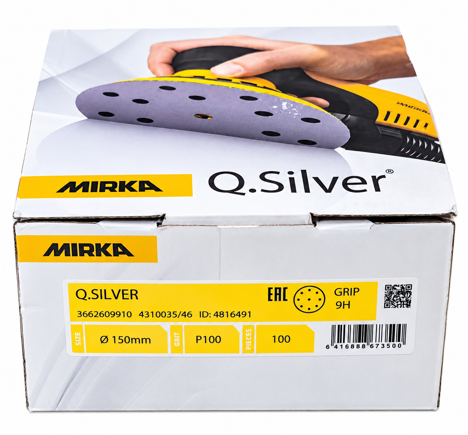 100x MIRKA Schleifscheiben 'Q.Silver' GRIP 9H (Ø 150 mm, P100) 4310035/46